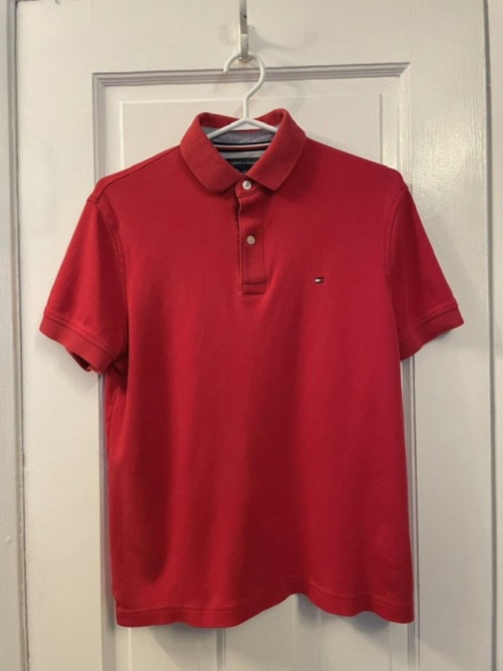 Tommy Hilfiger Men's Short Sleeve Polo Shirt Red Size Small